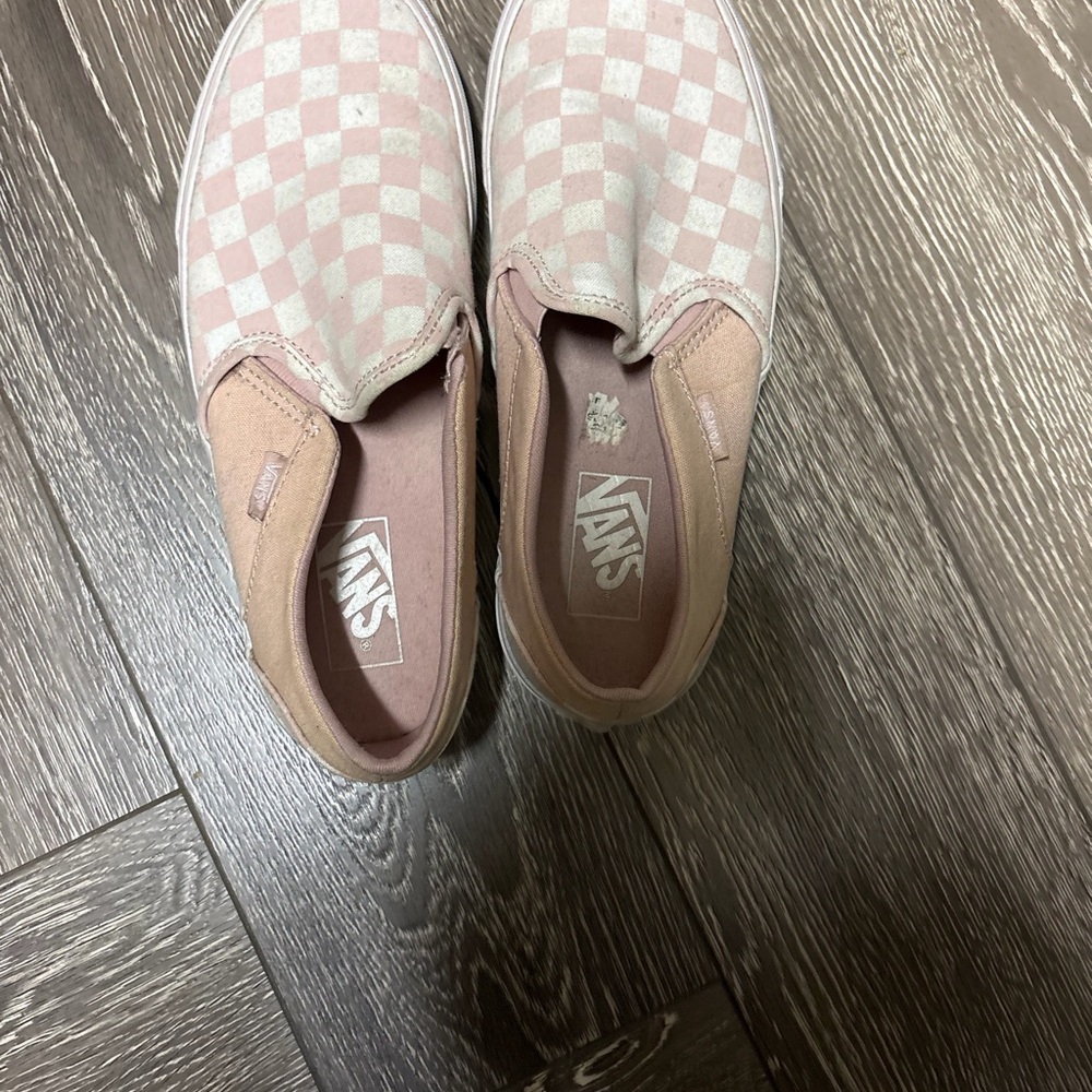 Vans Blush Checkered Slip-On Sneakers